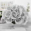 12" Silver Artificial Velvet-Like Fabric Rose Flower Bouquet Bush