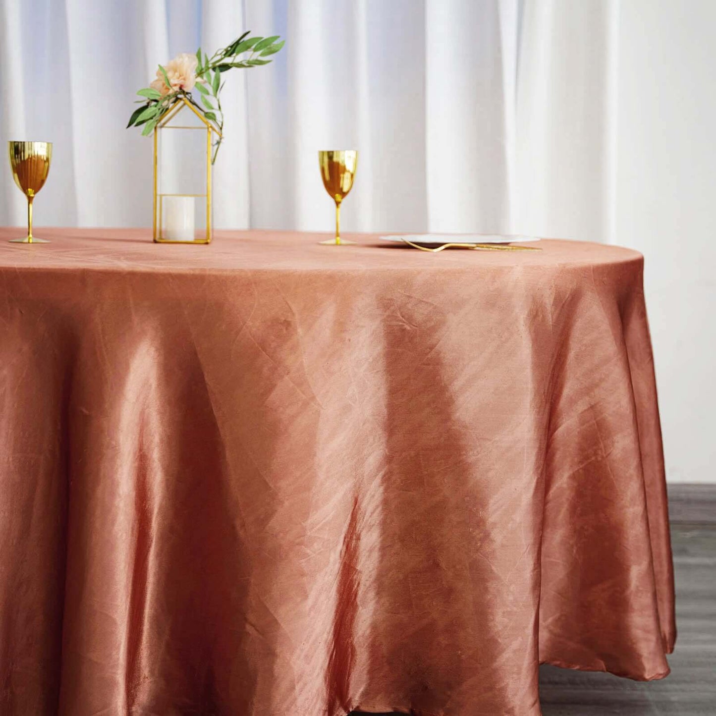 Satin 108" Round Tablecloth Terracotta (Rust) - Smooth and Lustrous Table Cover