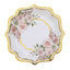 25-Pack Paper 10" Dinner Plates in White with Floral Print & Gold Scallop Rim - Disposable 300GSM Party Plates for Cocktail Events & Receptions