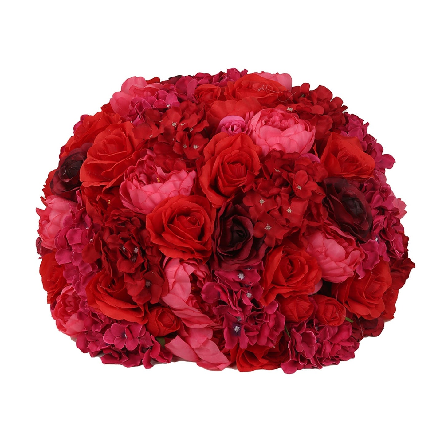 Pre-Arranged Silk Rose Wedding Centerpiece, Red Artificial Rose Flower Balls Arrangement Table Decor - 20"