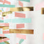 Gold, Blush and Turquoise Confetti-Like Paper Party Garland Streamer, Hanging Backdrop Decoration - 6.5ft