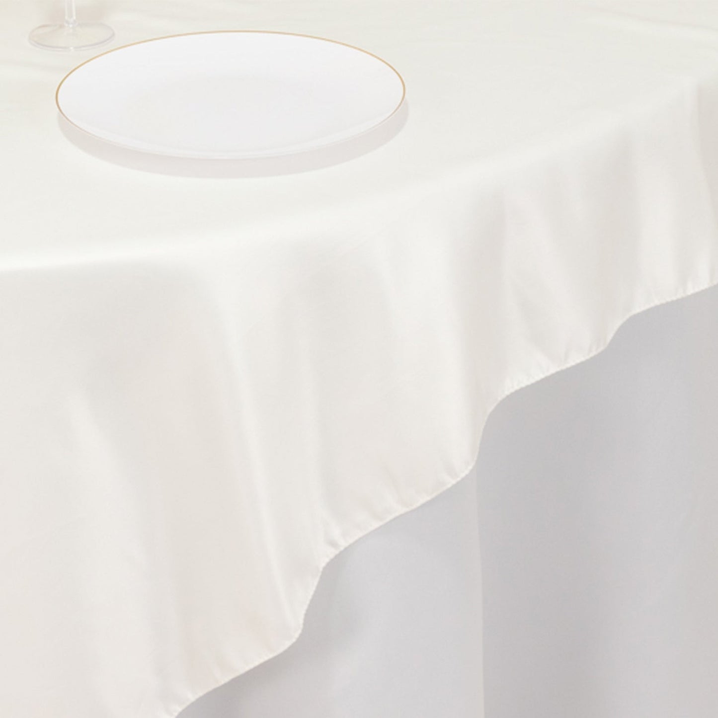 Lamour Satin 72"x72" Table Overlay Square Tablecloth Ivory - Smooth Finish Table Topper