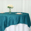 Taffeta 90"x90" Table Overlay Square Tablecloth Peacock Teal - Accordion Crinkle Table Cover