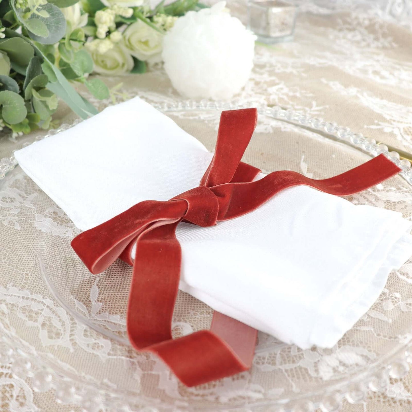 10 Yards Terracotta (Rust) 1" Velvet Single Faced Ribbon Spool, DIY Craft Supplies, Velvet and Nylon Ribbon Roll