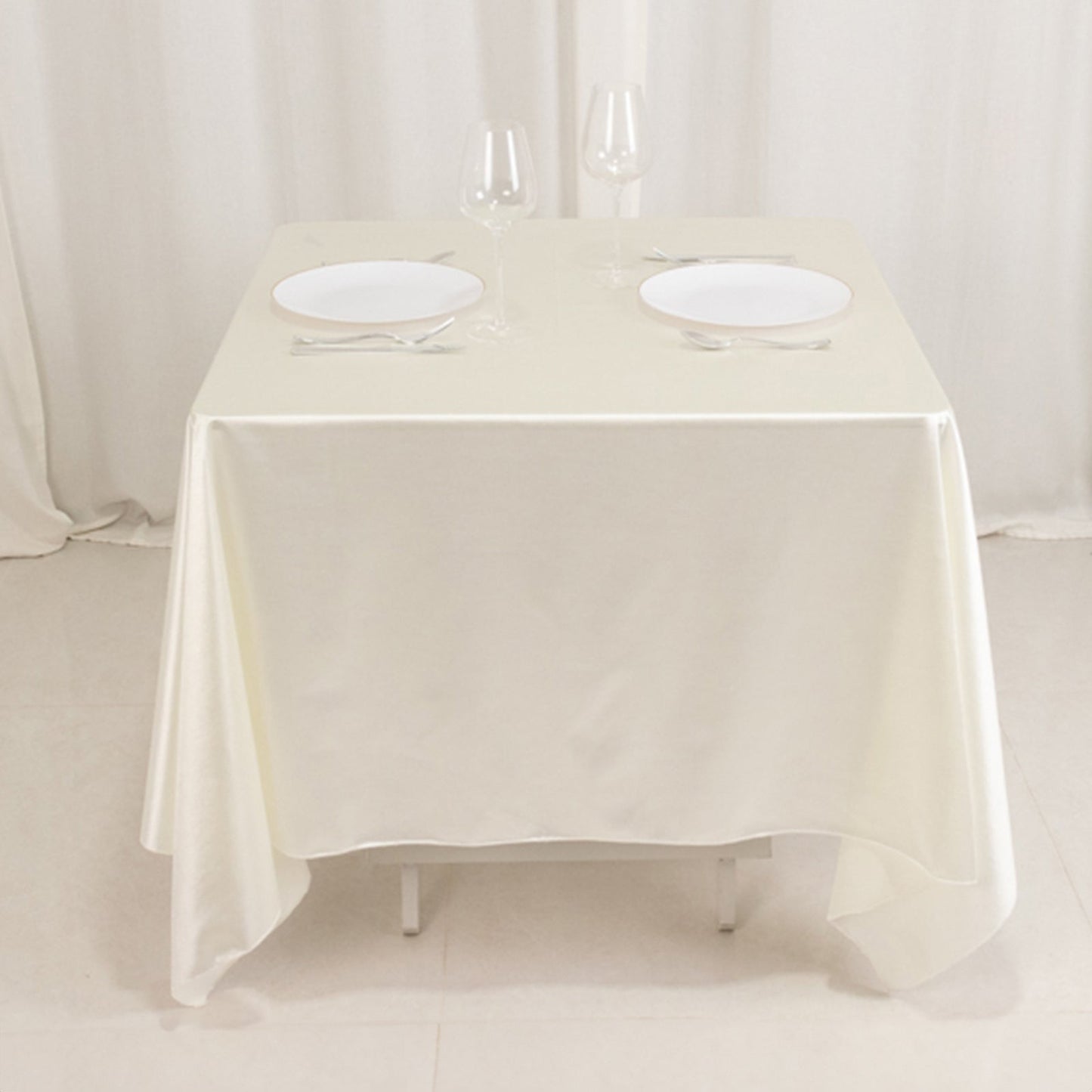Scuba Square 70"x70" Tablecloth Shimmer Pearl White - Wrinkle Free & Stain Resistant Table Cover for Weddings and Parties