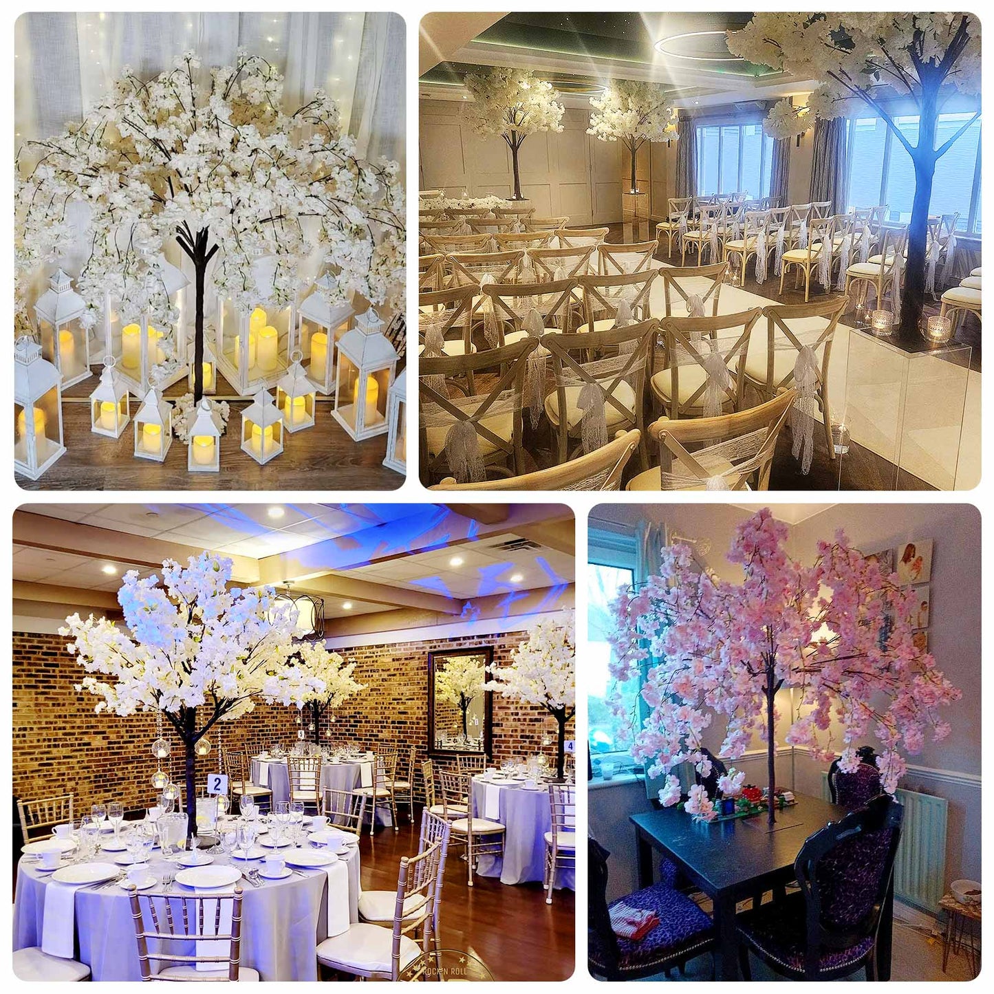 5ft Artificial Cherry Blossom Tree White â€“ Silk Sakura Wishing Tree with Sturdy Metal Base & Realistic Fiberglass Trunk