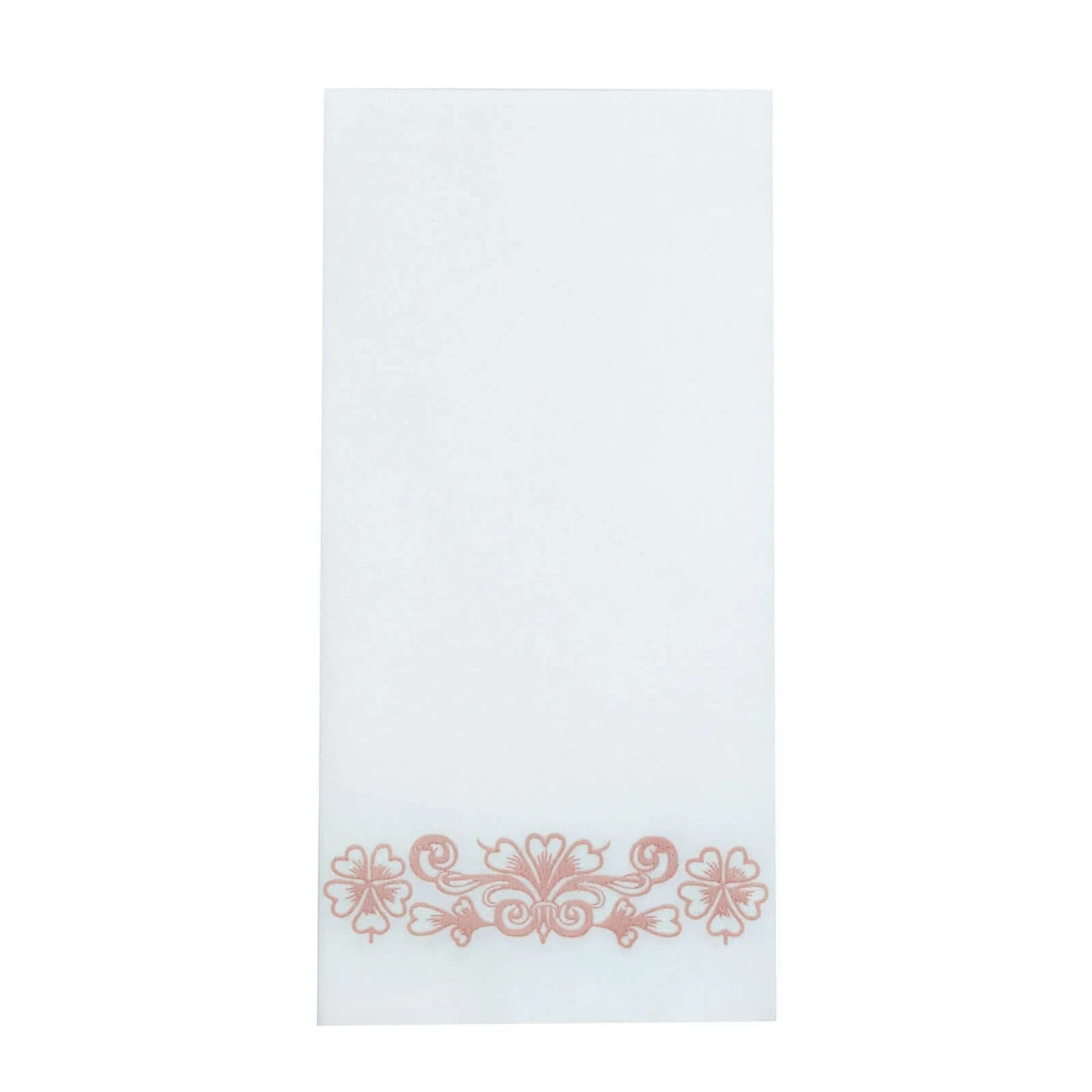 20 Pack White Linen-Feel Dinner Paper Napkins with Rose Gold Floral Print, Premium Cloth-Like Airlaid Disposable Napkins, Soft and Absorbent Guest Towels
