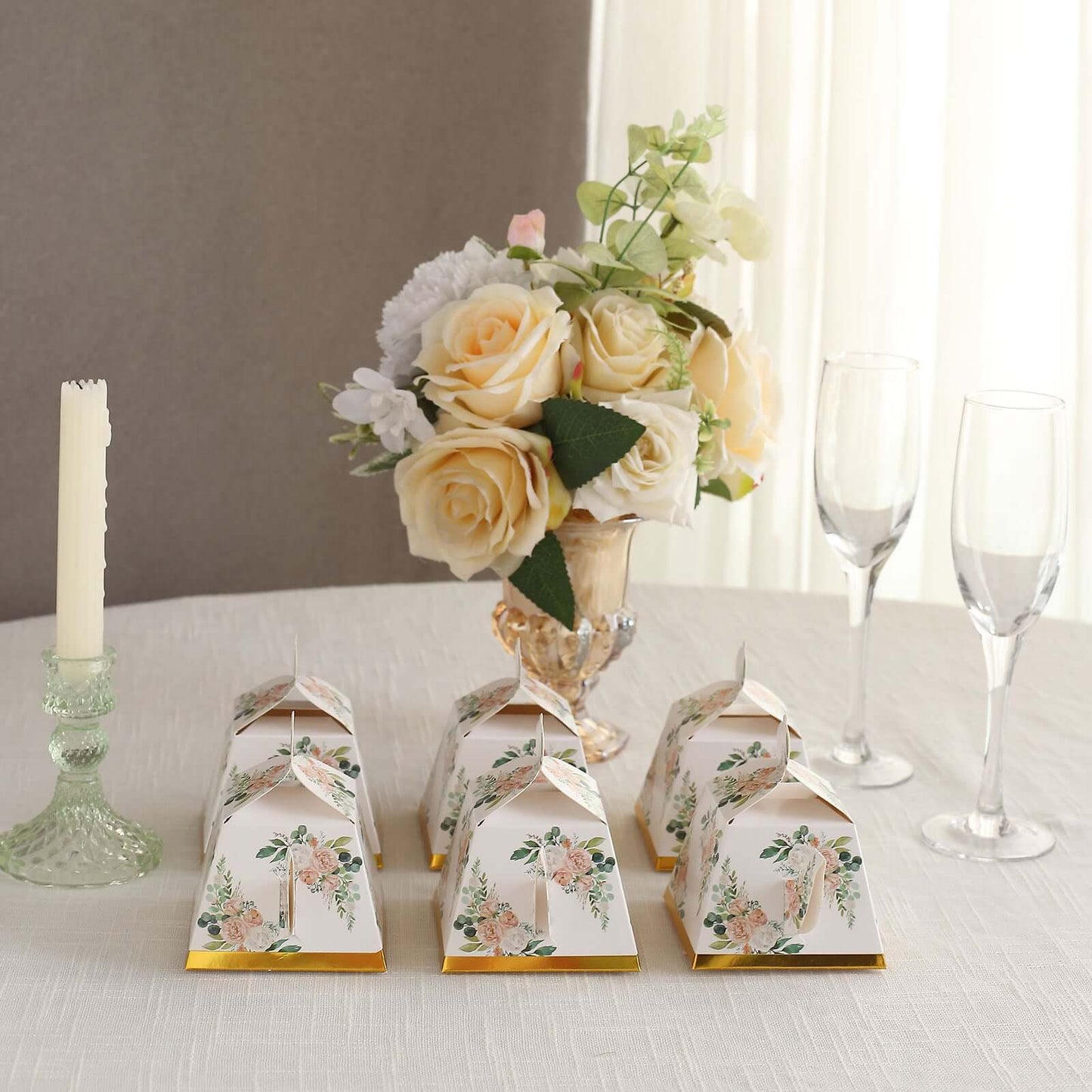 25 Pack Pink Peony Floral Mini Teapot Party Favor Boxes with Gold Edge, Tea Time Gift Boxes - 5"x4"