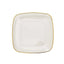10-Pack Plastic 7" Square Dessert Plates in Clear with Gold Rim - Classy Disposable Appetizer Salad Plates
