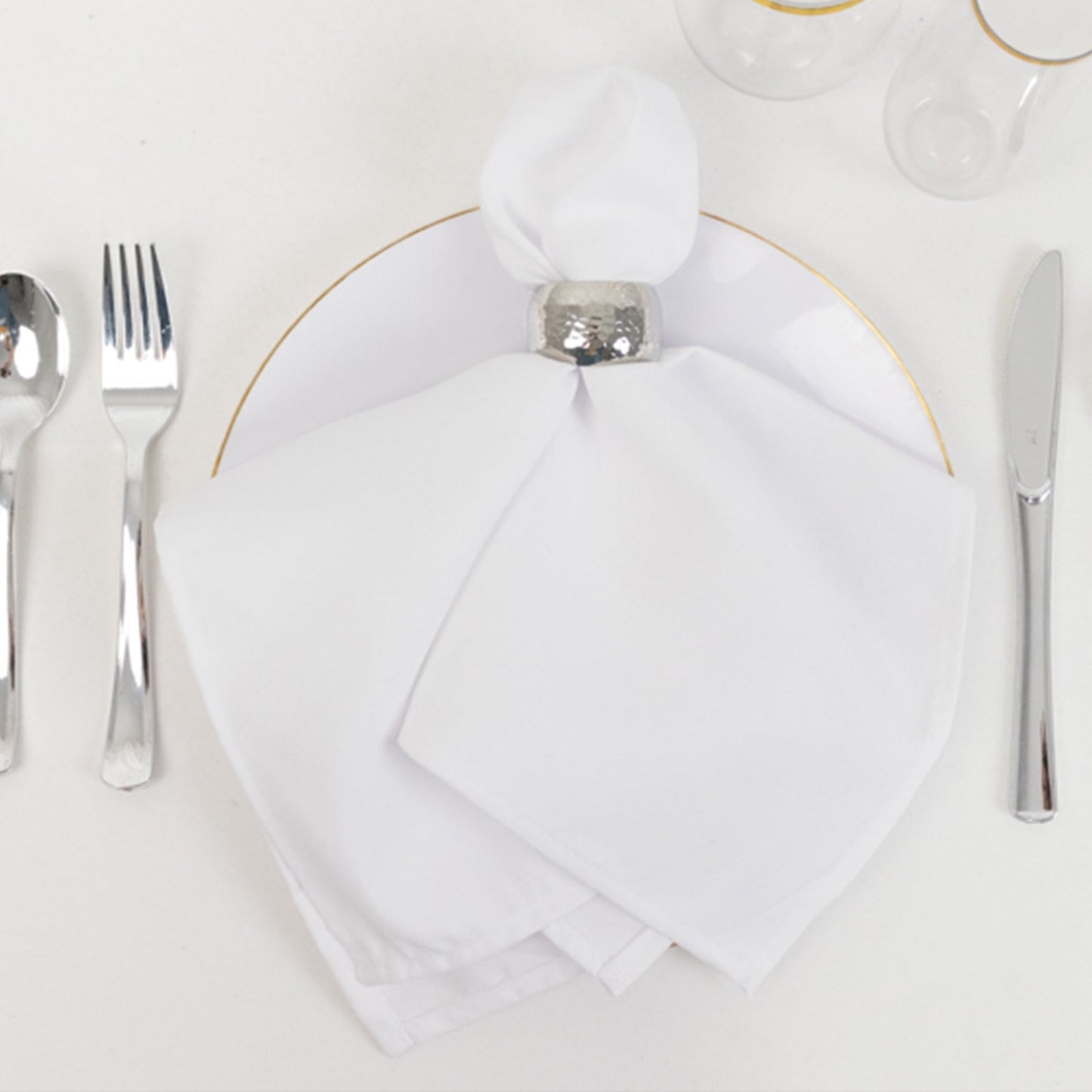 5 Pack Cotton Blend 20"x20" Napkins White - Wrinkle-Resistant & Washable Dinner Napkins for Everyday Use