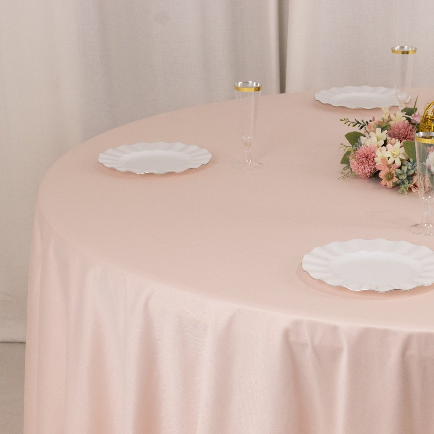 Scuba Round 108" Tablecloth Blush - Wrinkle Free & Stain Resistant Table Cover