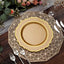10-Pack Plastic 10" Round Dinner Plates in Gold with Gold Scalloped Rim - Disposable Party Plates