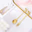 Gold Metal Spoon & Fork Pre-Packed Wedding Party Favors Set With Leaf Shaped Handle, Bridal Shower Souvenir Gift Box - 5"