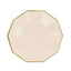 25-Pack Paper 7" Decagon Appetizer Plates in Beige with Gold Foil Rim