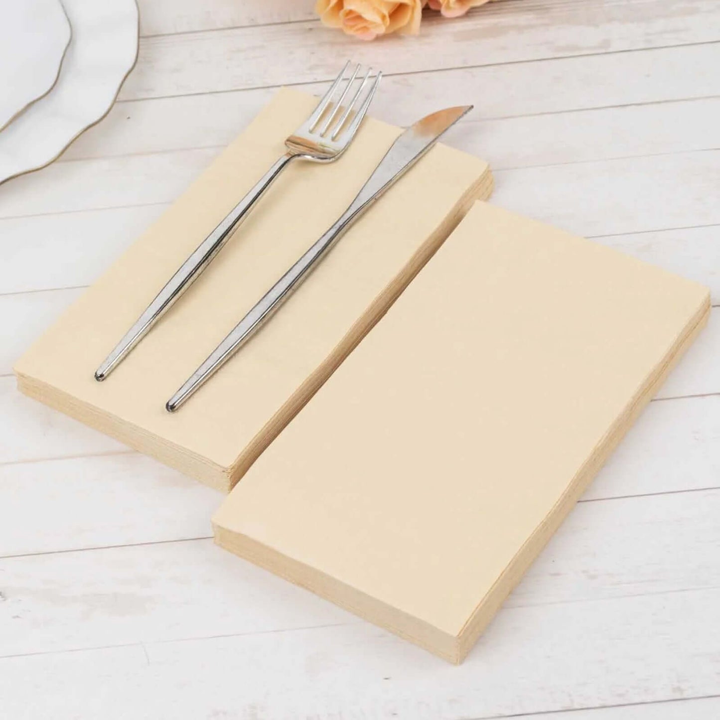 50-Pack Paper Napkins Beige - Soft Disposable 2-Ply Dinner Napkins for Weddings