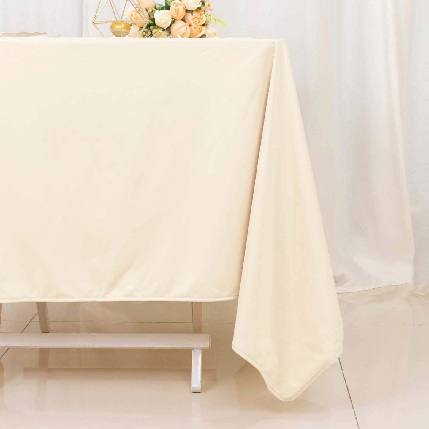 Scuba 70"x70" Table Overlay Square Tablecloth Beige - Wrinkle Free & Stain Resistant Table Cover
