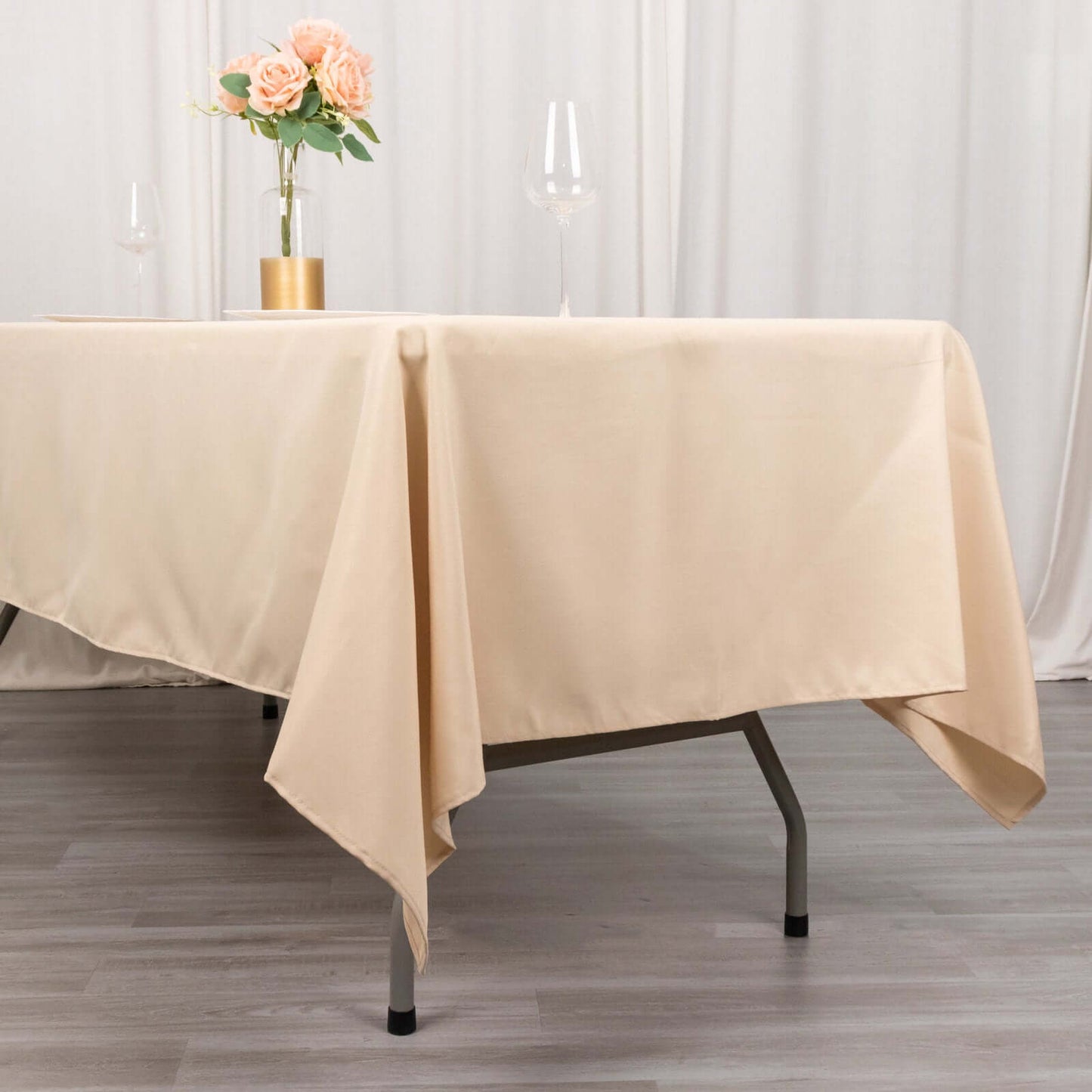 Premium Polyester 60"x102" Rectangle Tablecloth Beige - Durable 220GSM Wrinkle-Resistant Table Cover
