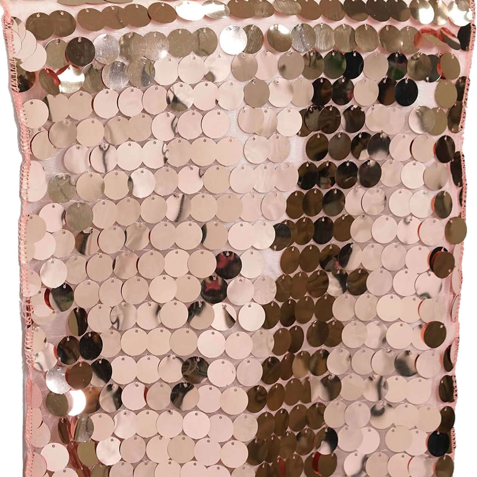 Big Payette Sequin 13"x108" Table Runner Rose Gold - Dazzling Design - Linen Luxes