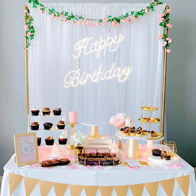 32" Happy Birthday Neon Light Sign, LED Reusable Wall DÃ©cor Lights With 5ft Hanging Chain