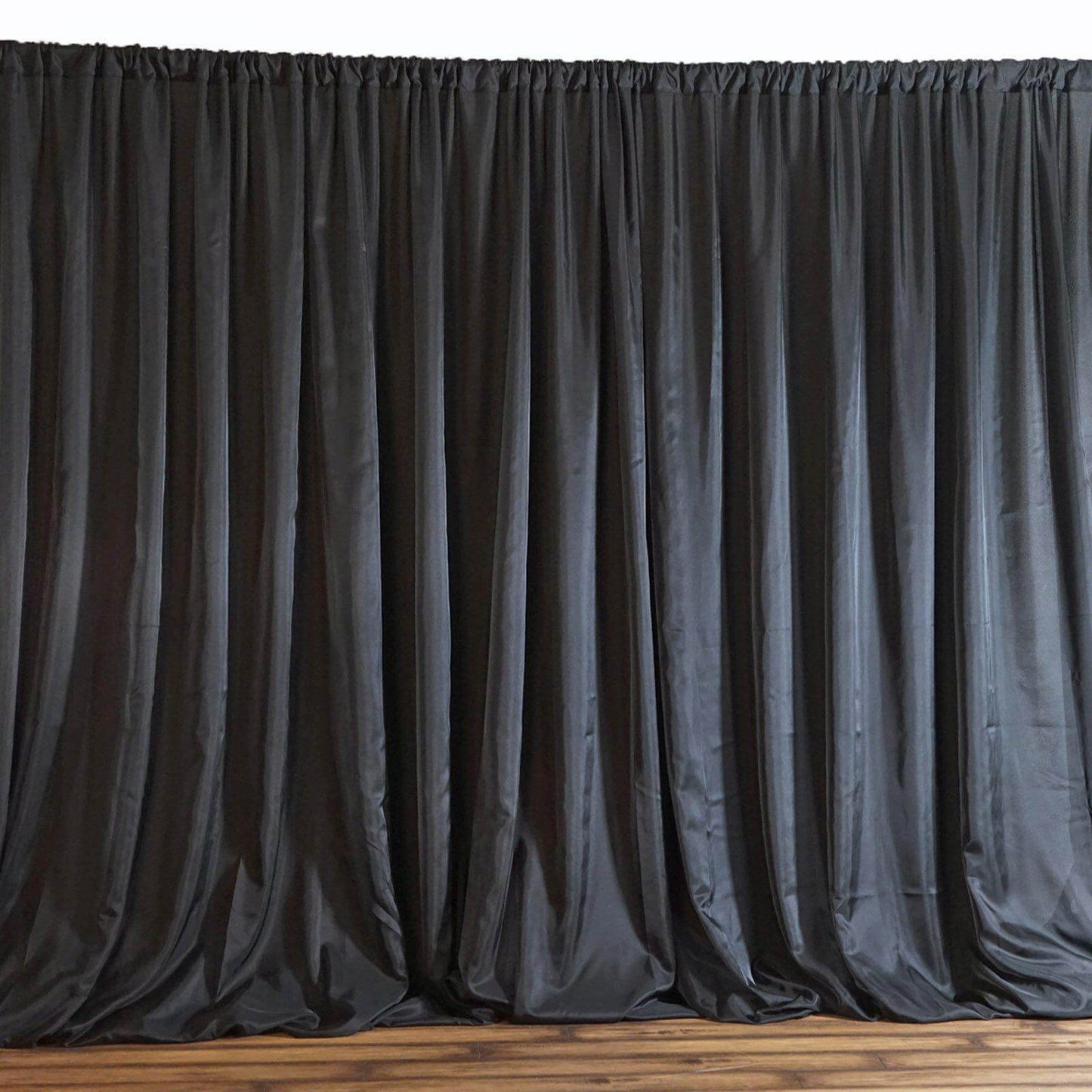 Black Chiffon Polyester Event Curtain Drapes, Dual Layer Divider Backdrop Event Panels with Rod Pockets - 20ftx10ft - Linen Luxes