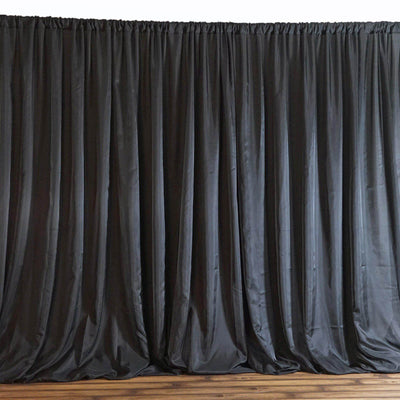 Black Chiffon Polyester Event Curtain Drapes, Dual Layer Divider Backdrop Event Panels with Rod Pockets - 20ftx10ft - Linen Luxes