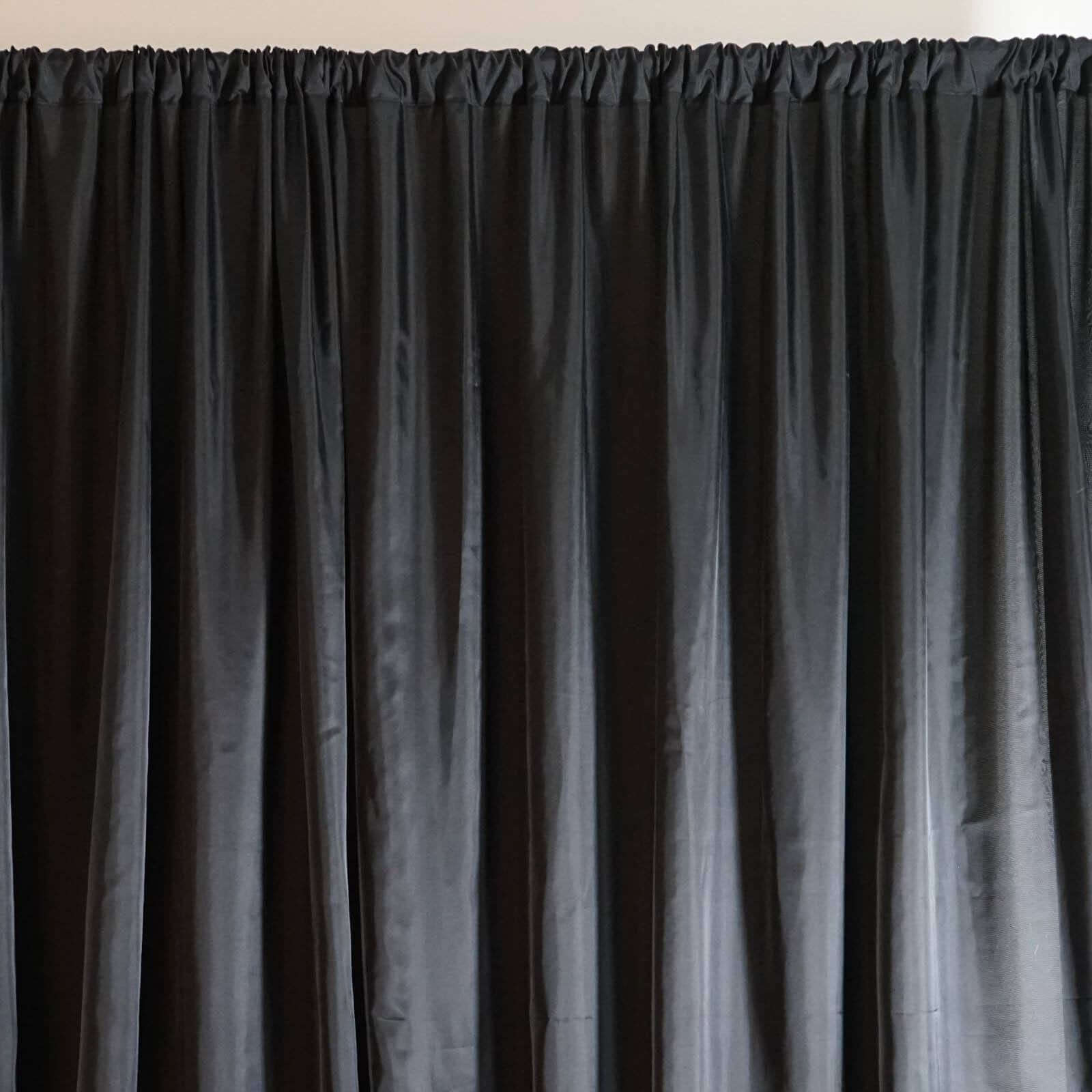 Black Chiffon Polyester Event Curtain Drapes, Dual Layer Divider Backdrop Event Panels with Rod Pockets - 20ftx10ft - Linen Luxes