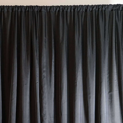 Black Chiffon Polyester Event Curtain Drapes, Dual Layer Divider Backdrop Event Panels with Rod Pockets - 20ftx10ft - Linen Luxes