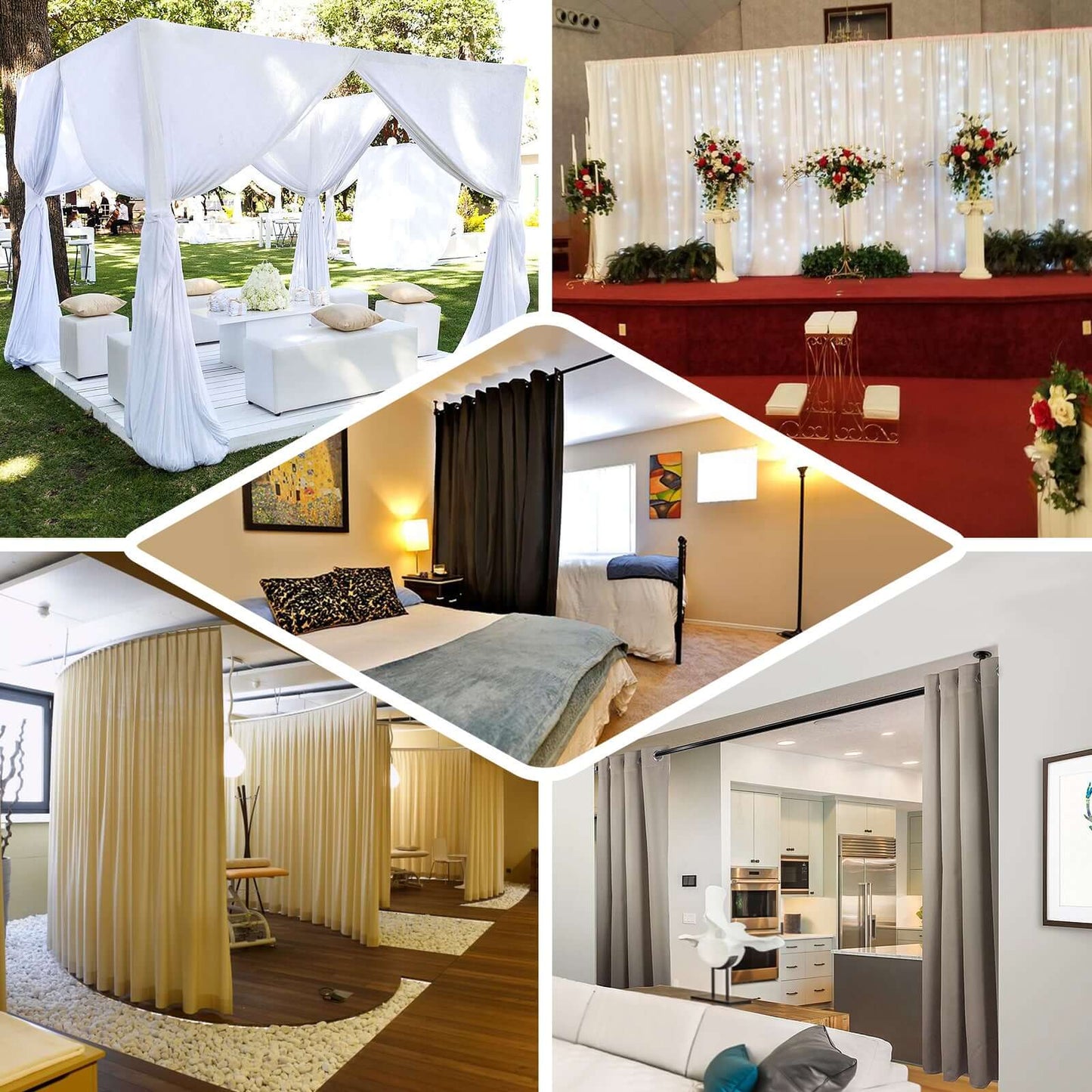 Black Chiffon Polyester Event Curtain Drapes, Dual Layer Divider Backdrop Event Panels with Rod Pockets - 20ftx10ft - Linen Luxes