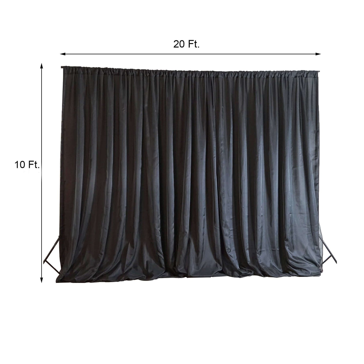 Black Chiffon Polyester Event Curtain Drapes, Dual Layer Divider Backdrop Event Panels with Rod Pockets - 20ftx10ft - Linen Luxes
