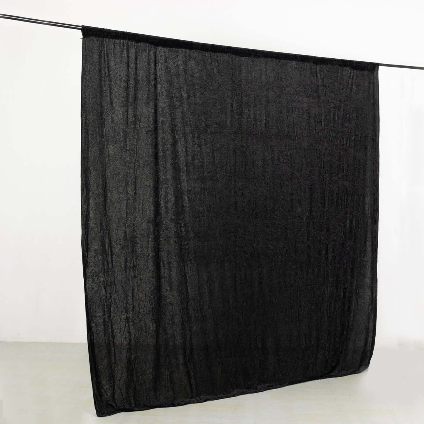 Black Crushed Velvet Backdrop Curtain â€“ 8ft x 8ft Event Drape with Rod Pocket, Privacy Panel for Photo Booths & Events - Linen Luxes