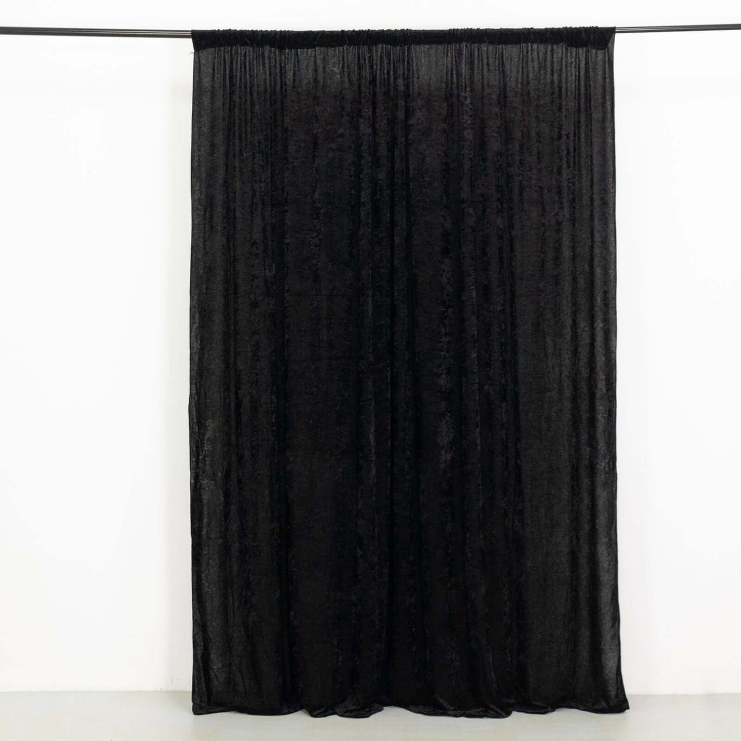 Black Crushed Velvet Backdrop Curtain â€“ 8ft x 8ft Event Drape with Rod Pocket, Privacy Panel for Photo Booths & Events - Linen Luxes