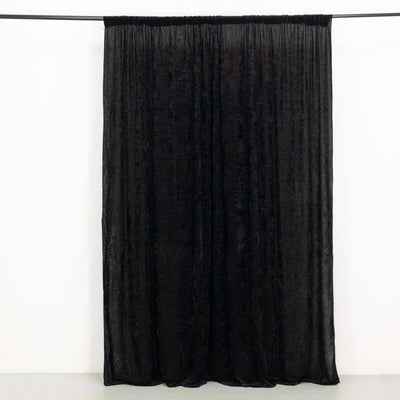 Black Crushed Velvet Backdrop Curtain â€“ 8ft x 8ft Event Drape with Rod Pocket, Privacy Panel for Photo Booths & Events - Linen Luxes