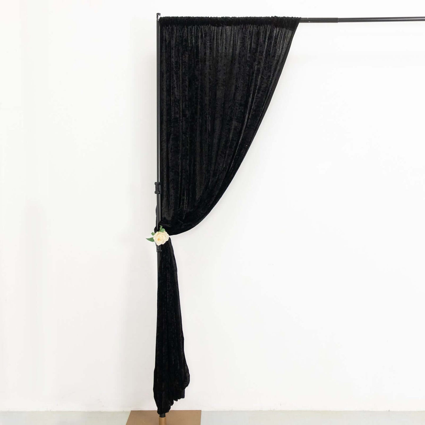Black Crushed Velvet Backdrop Curtain â€“ 8ft x 8ft Event Drape with Rod Pocket, Privacy Panel for Photo Booths & Events - Linen Luxes