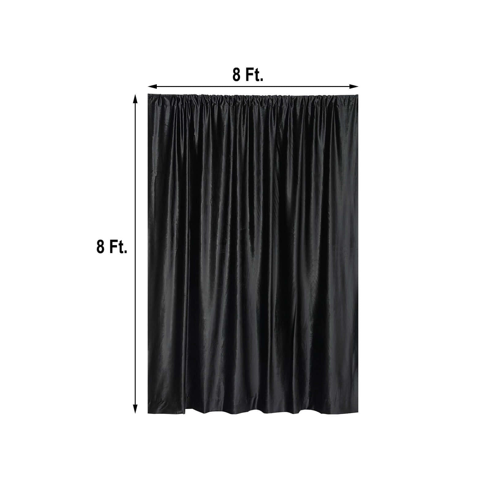 Black Crushed Velvet Backdrop Curtain â€“ 8ft x 8ft Event Drape with Rod Pocket, Privacy Panel for Photo Booths & Events - Linen Luxes