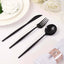 24-Pack Plastic Flatware Set with Sleek Modern Design Black - Premium Disposable Silverware 8"