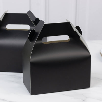25 Pack Candy Gift Tote Gable Boxes, Matte Black Party Favor Treat Boxes - 6"x3.5"x7"