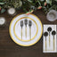 24-Pack Plastic Fork and Spoon Set Black/Gold - Heavy Duty Disposable Modern Utensils 6"