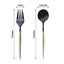 24-Pack Plastic Fork and Spoon Set Black/Gold - Heavy Duty Disposable Modern Utensils 6"