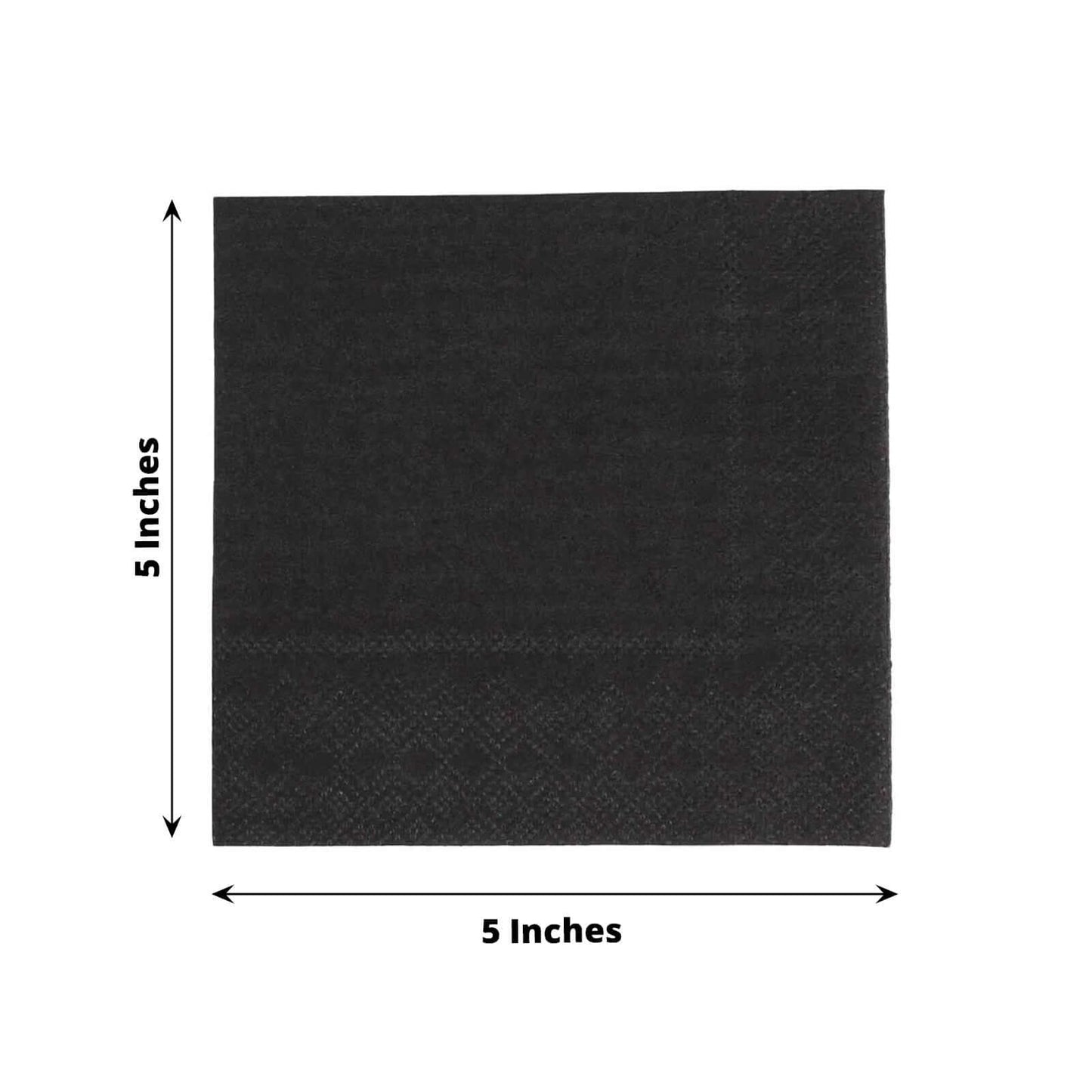 50-Pack Paper Beverage Napkins Black - 2 Ply Disposable Soft 18GSM Cocktail Napkins for Events 5"x5"