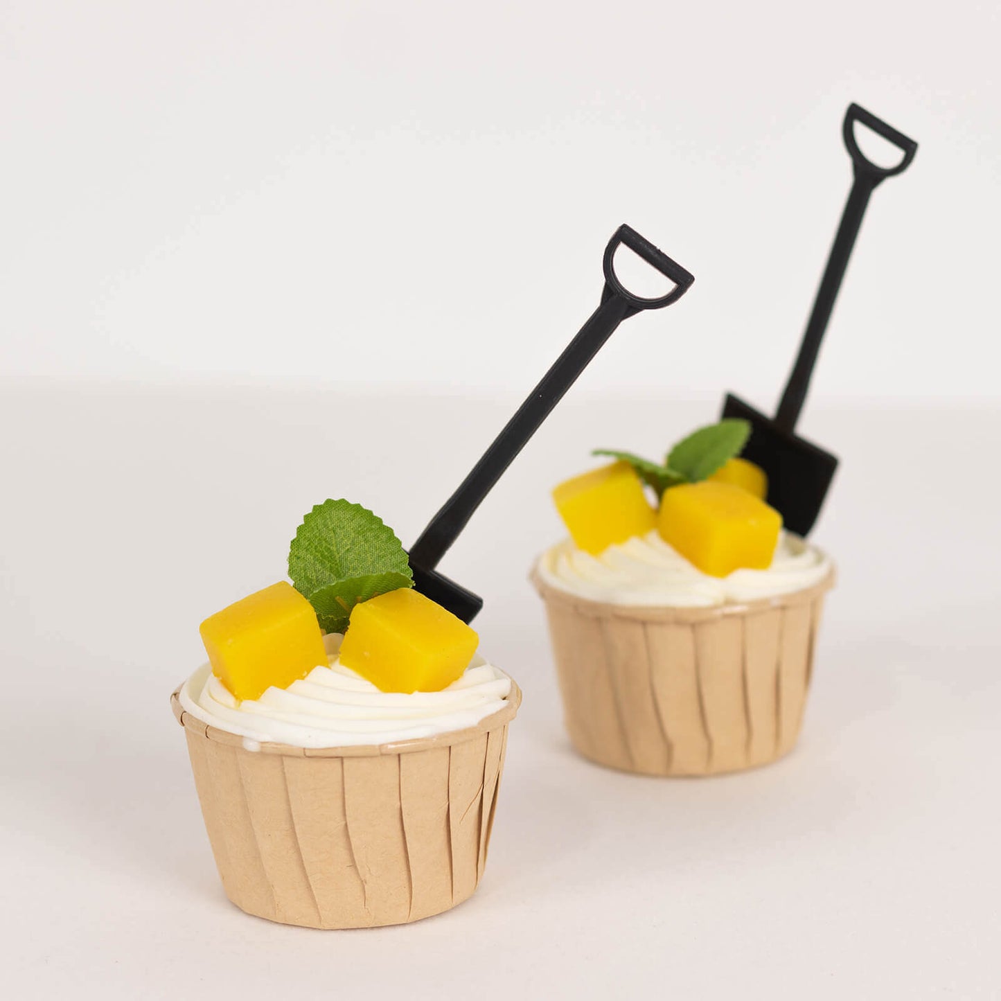 100-Pack Plastic Dessert Spoons with Mini Shovel Design Black - Disposable Ice Cream Spoons 4.5"
