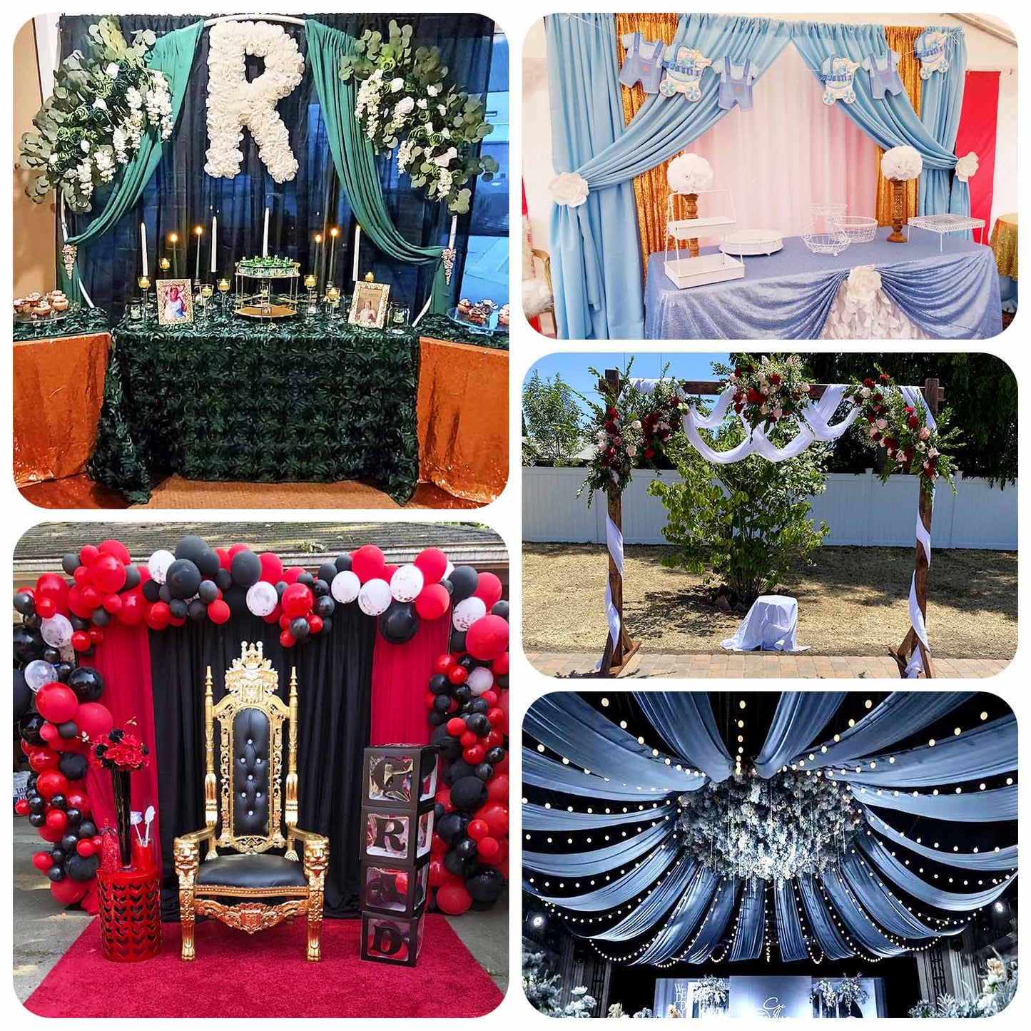 Black 4-Way Stretch Spandex Event Curtain Drapes, Wrinkle Free Backdrop Event Panel with Rod Pockets - 5ftx14ft