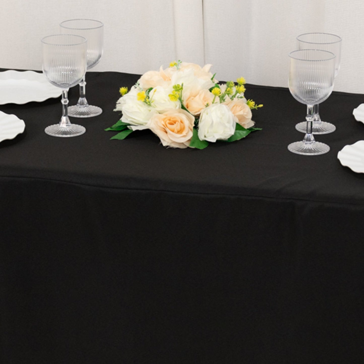 Fitted Polyester 48"x24"x42" Rectangle Tablecloth Black - Snug Fit for Elevated Tables