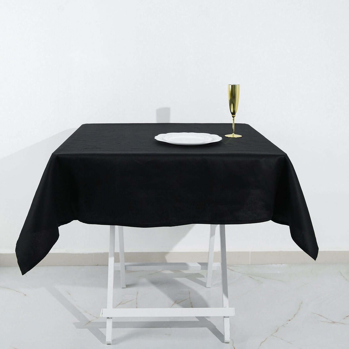100% Cotton 54"x54" Square Tablecloth Black Linen - Soft & Breathable Fabric Table Cover