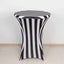 Spandex 30" Fitted Round Cocktail Table Cover Black/White Striped - Easy to Maintain Stretch Tablecloth