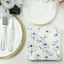 50-Pack Paper Cocktail Napkins with Blue Magnolia Flowers Print White - Highly 2 Ply Absorbent Soft Napkins for Beverages