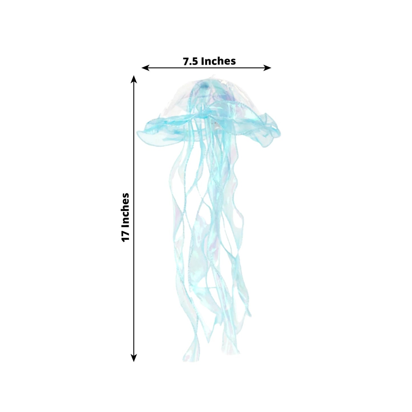 6 Pack Blue Purple Jellyfish Lamp Hanging Lantern Lights, 3 Flashing Modes Organza Ribbon Jelly Fish LED Lights Mermaid Theme Party Decor - 17"