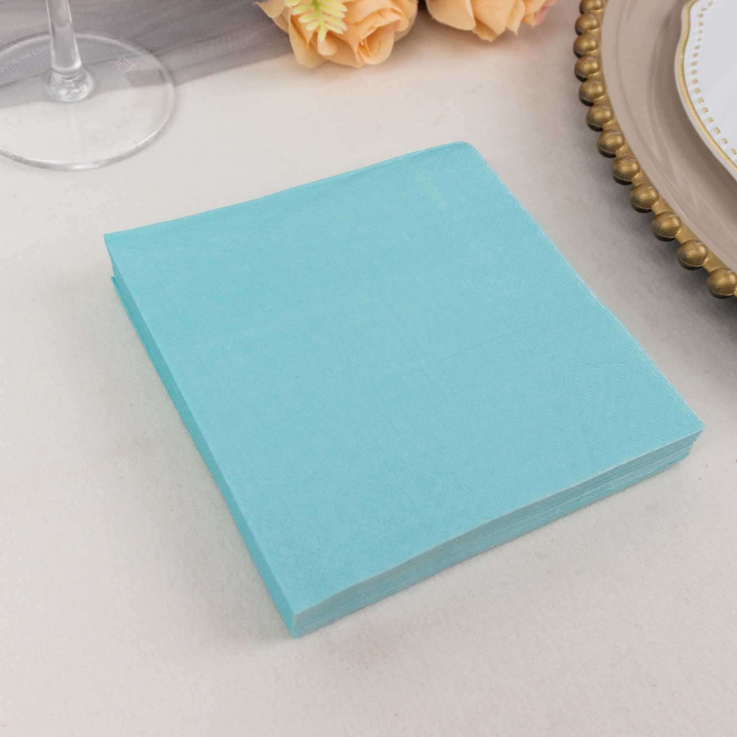 50-Pack Paper Beverage Napkins Blue - 2 Ply Disposable Soft 18GSM Cocktail Napkins 5"x5"