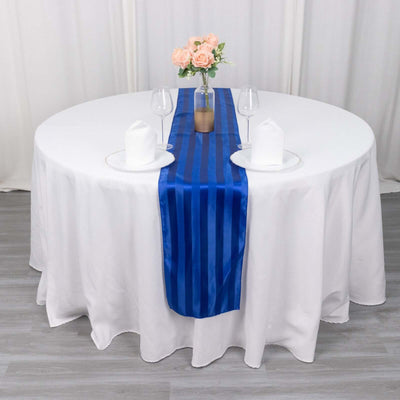 Satin 12"x108" Table Runner Royal Blue - Stripe Table Decor