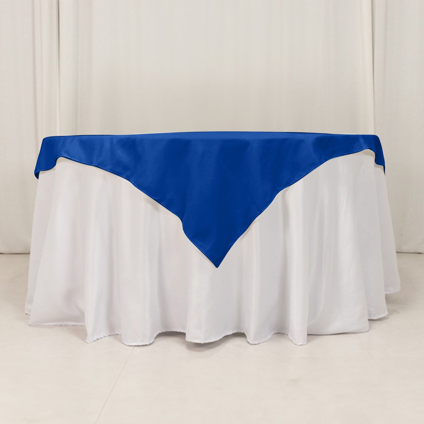 Cotton Blend 54"x54" Table Overlay Square Tablecloth Royal Blue - Wrinkle-Resistant Table Topper