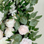 Set of 2 Silk Rose Floral Swag Wedding Arch Flowers in Cream Blush with Eucalyptus Leaves, Large Artificial Flower Arrangement Garlands - 24",42"